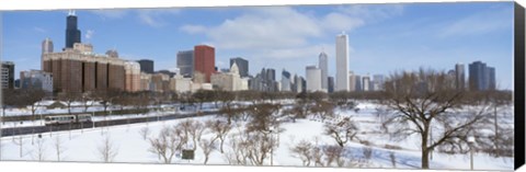 Framed Skyscrapers in a city, Grant Park, South Michigan Avenue, Chicago, Illinois, USA Print