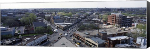 Framed Aerial view of crossroad of six corners, Fullerton Avenue, Lincoln Avenue, Halsted Avenue, Chicago, Illinois, USA Print