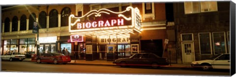 Framed Theater lit up at night, Biograph Theater, Lincoln Avenue, Chicago, Illinois, USA Print