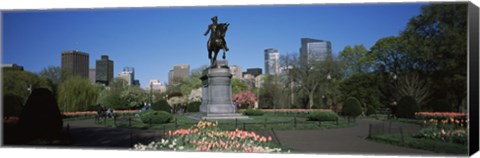 Framed Statue in a garden, George Washington Statue, Boston Public Garden, Boston, Suffolk County, Massachusetts, USA Print