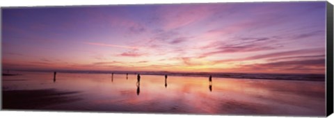 Framed Group of people watching the sunset, San Francisco, California, USA Print