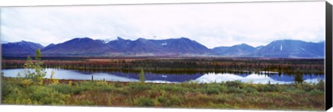 Framed Lake with a mountain range in the background, Mt McKinley, Denali National Park, Anchorage, Alaska, USA Print