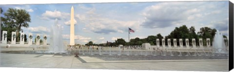 Framed Fountains at a memorial, National World War II Memorial, Washington Monument, Washington DC, USA Print