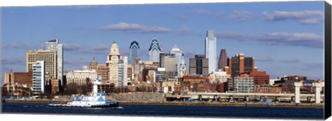 Framed Buildings at the waterfront, Delaware River, Philadelphia, Pennsylvania Print