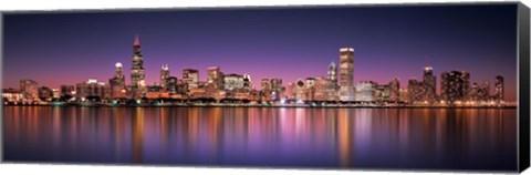 Framed Reflection of skyscrapers in a lake, Lake Michigan, Digital Composite, Chicago, Cook County, Illinois, USA Print