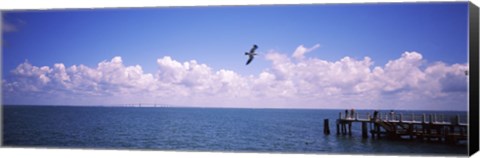Framed Pier over the sea, Fort De Soto Park, Tampa Bay, Gulf of Mexico, St. Petersburg, Pinellas County, Florida, USA Print