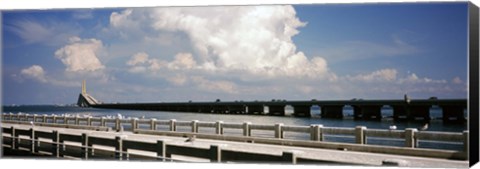 Framed Bridge across a bay, Sunshine Skyway Bridge, Tampa Bay, Gulf of Mexico, Florida, USA Print