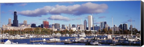 Framed Boats at Burnham Harbor, Chicago, Illinois Print