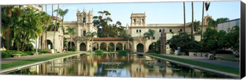 Framed Reflecting pool in front of a building, Balboa Park, San Diego, California, USA Print