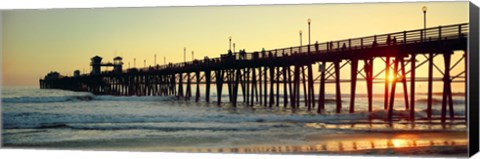 Framed Pier in the ocean at sunset, Oceanside, San Diego County, California, USA Print