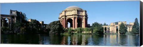 Framed Reflection of an art museum in water, Palace Of Fine Arts, Marina District, San Francisco, California, USA Print