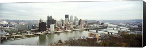 Framed High angle view of a city, Pittsburgh, Allegheny County, Pennsylvania, USA Print