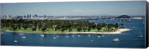 Framed Bridge across a bay, Coronado Bridge, San Diego, California, USA Print