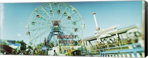 Framed Low angle view of a ferris wheel, Wonder Wheel, Coney Island, Brooklyn, New York City, New York State, USA Print