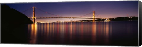 Framed Golden Gate Bridge Lit Up at Dusk, San Francisco Bay Print