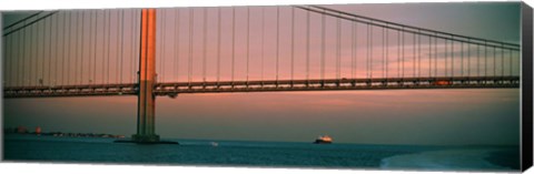 Framed Bridge across the river, Verrazano-Narrows Bridge, New York Harbor, New York City, New York State, USA Print