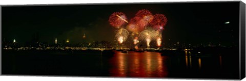 Framed Fireworks display at night on Independence Day, New York City, New York State, USA Print