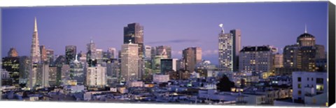 Framed High angle view of San Francisco at dusk, California Print
