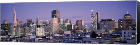 Framed High angle view of San Francisco at dusk, California Print