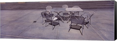 Framed Tables with chairs on a street, San Jose, Santa Clara County, California, USA Print