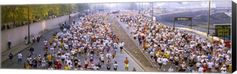 Framed Crowd running in a marathon, Chicago Marathon, Chicago, Illinois, USA Print