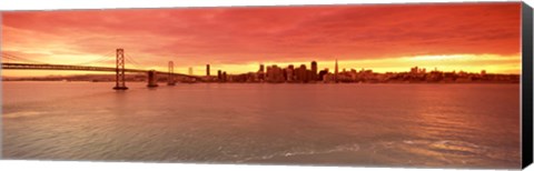 Framed Bay Bridge with city skyline, San Francisco, California, USA Print