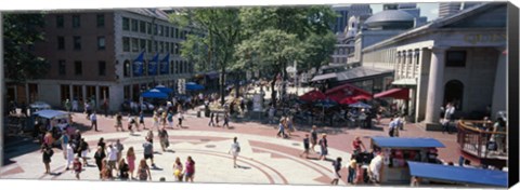 Framed Tourists in a market, Faneuil Hall Marketplace, Quincy Market, Boston, Suffolk County, Massachusetts, USA Print