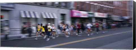 Framed People running in New York City Marathon, Manhattan Avenue, Greenpoint, Brooklyn, New York City, New York State, USA Print