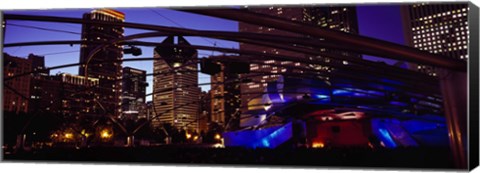 Framed Buildings lit up at night, Millennium Park, Chicago, Cook County, Illinois, USA Print