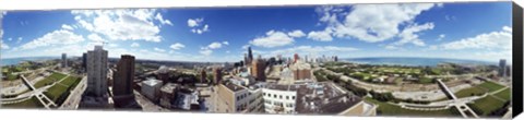 Framed 360 degree view of a city, Chicago, Cook County, Illinois, USA Print