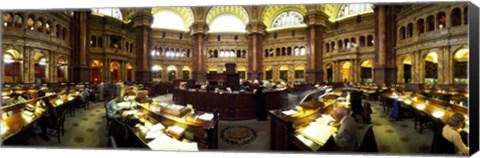 Framed Interiors of the main reading room of a library, Library Of Congress, Washington DC, USA Print