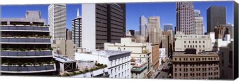 Framed Skyscrapers in a city viewed from Union Square towards Financial District, San Francisco, California, USA Print