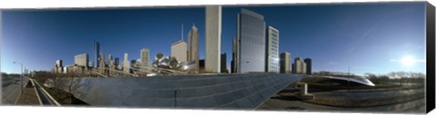 Framed 360 degree view of a city, Millennium Park, Jay Pritzker Pavilion, Lake Shore Drive, Chicago, Cook County, Illinois, USA Print