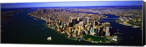 Framed Aerial view of lower Manhattern, New York City, New York State, USA Print