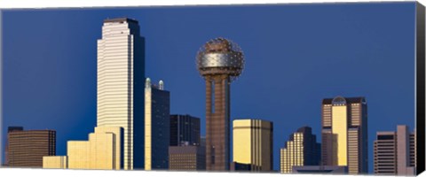 Framed Skyline View with Reunion Tower, Dallas TX Print