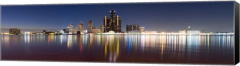 Framed Detroit River at Dusk, Detroit, Michigan Print