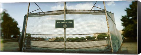 Framed Chainlink fence in a public park, McCarren Park, Greenpoint, Brooklyn, New York City, New York State, USA Print