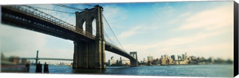 Framed Bridge across a river, Brooklyn Bridge, East River, Brooklyn, New York City, New York State Print