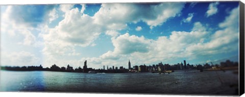 Framed Manhattan skyline viewed from East River Park, East River, Williamsburg, Brooklyn, New York City, New York State, USA Print