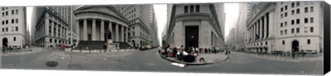 Framed 360 degree view of buildings, Wall Street, Manhattan, New York City, New York State, USA Print