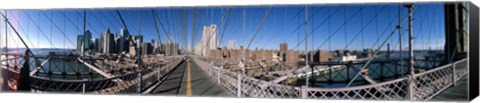 Framed Looking Down the Brooklyn Bridge Print