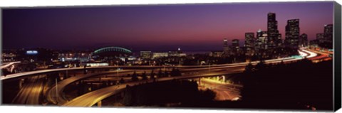 Framed City lit up at night, Seattle, King County, Washington State, USA 2010 Print