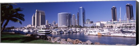 Framed Boats in a Harbor, San Diego, California Print