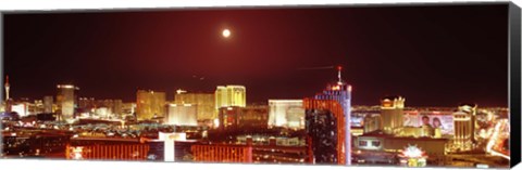 Framed Moon Over Las Vegas at Night Print