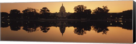 Framed Sepia Toned Capitol Building at Dusk, Washington DC Print