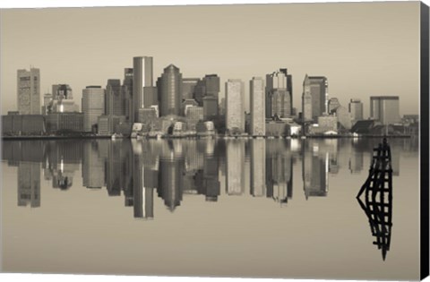 Framed Reflection of buildings in water, Boston, Massachusetts, USA Print