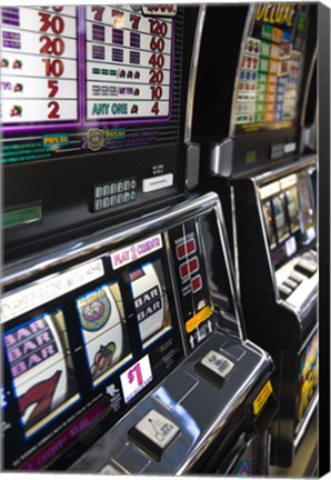 Framed Slot machines at an airport, McCarran International Airport, Las Vegas, Nevada, USA Print