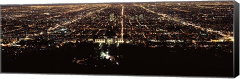 Framed Aerial view of a cityscape, Griffith Park Observatory, Los Angeles, California, USA Print