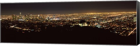 Framed Night View of Los Angeles from the Distance Print