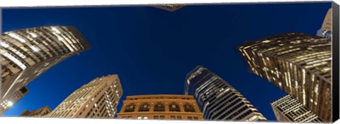 Framed Low angle view of high-rise buildings at dusk, San Francisco, California, USA Print